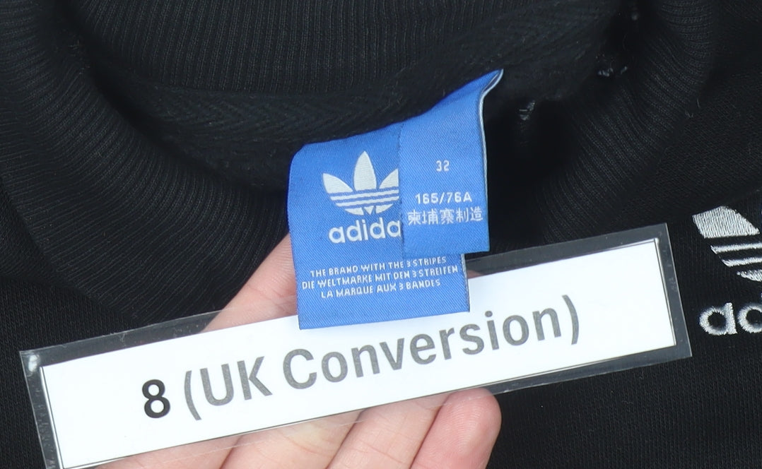 Adidas Womens Black Sweatshirt UK 8 Pullover Logo Cotton Blend