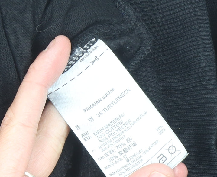 Adidas Womens Black Sweatshirt UK 8 Pullover Logo Cotton Blend