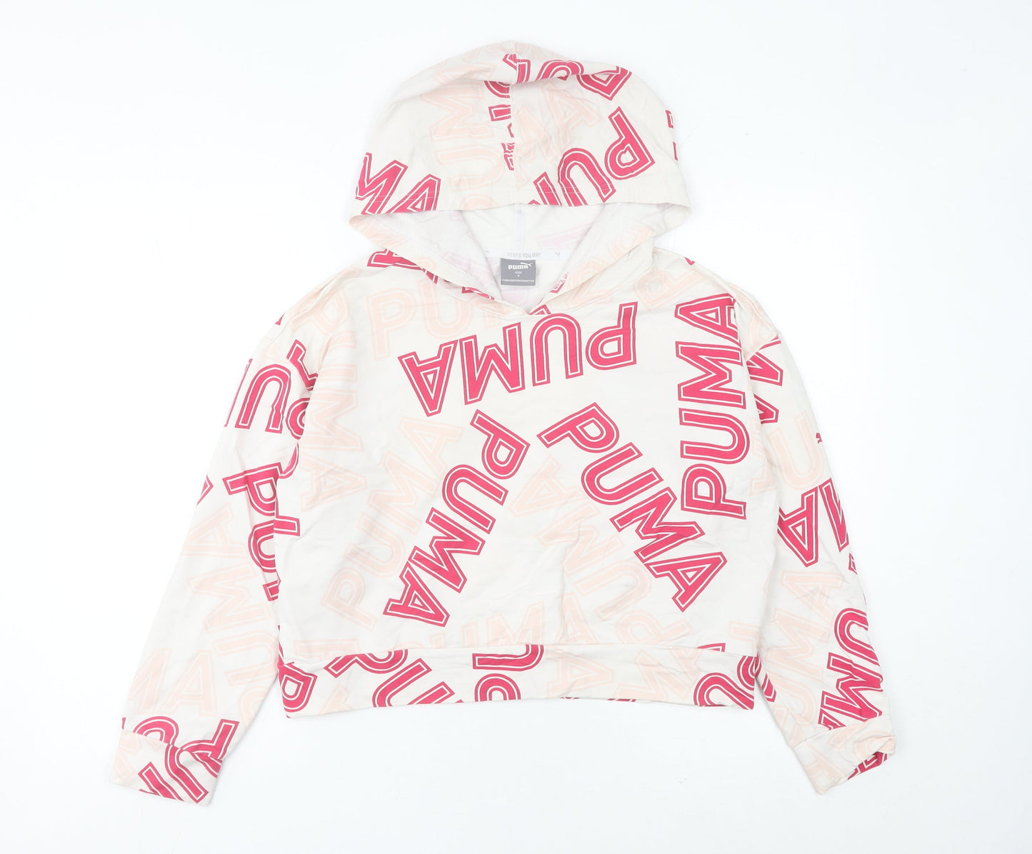 Puma Womens Ivory Logo Print Hoodie UK 10 Hooded Sweatshirt