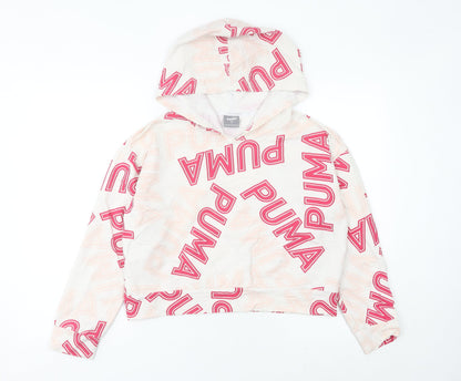 Puma Womens Ivory Logo Print Hoodie UK 10 Hooded Sweatshirt