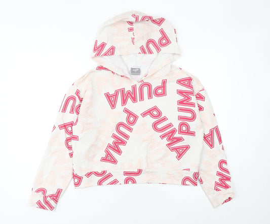 Puma Womens Ivory Logo Print Hoodie UK 10 Hooded Sweatshirt