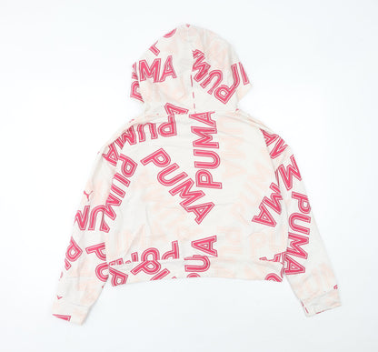 Puma Womens Ivory Logo Print Hoodie UK 10 Hooded Sweatshirt