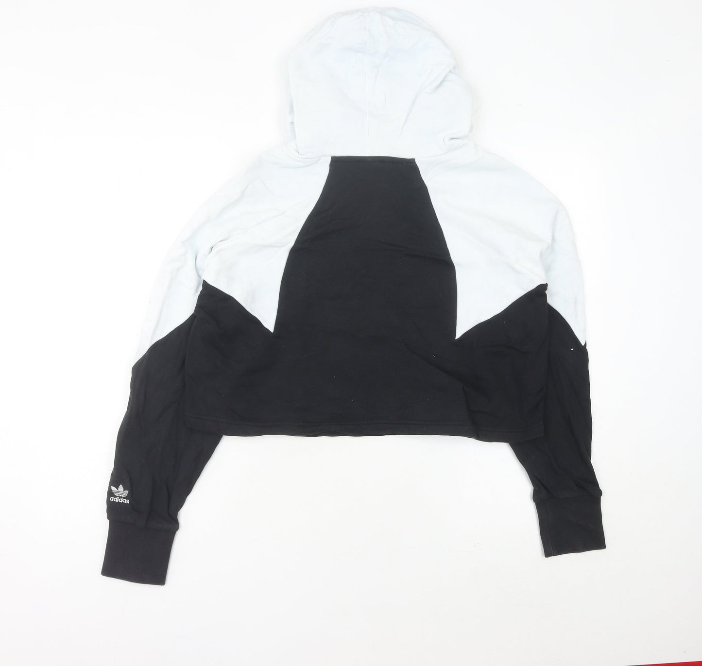 Adidas Womens Black White Pullover Hoodie Size 8 Colourblock Logo