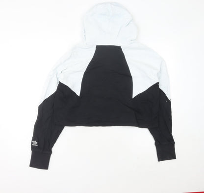 Adidas Womens Black White Pullover Hoodie Size 8 Colourblock Logo