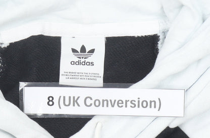 Adidas Womens Black White Pullover Hoodie Size 8 Colourblock Logo