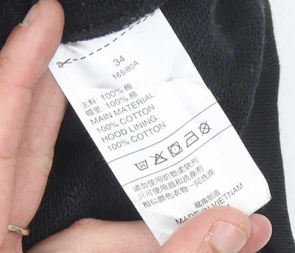 Adidas Womens Black White Pullover Hoodie Size 8 Colourblock Logo