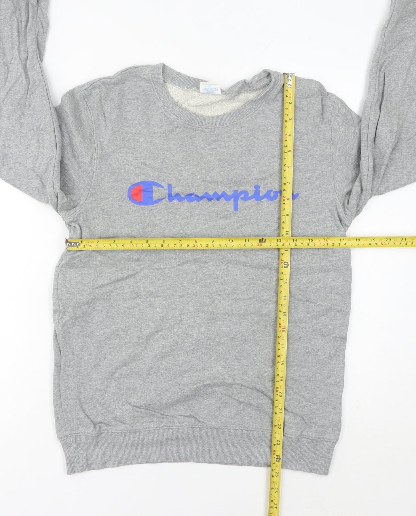 Champion Womens Grey Pullover Sweatshirt L Logo Athletic Casual