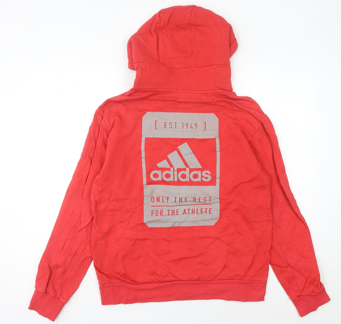 Adidas Womens Red Pullover Hoodie Size 14 Cotton Logo Sportswear