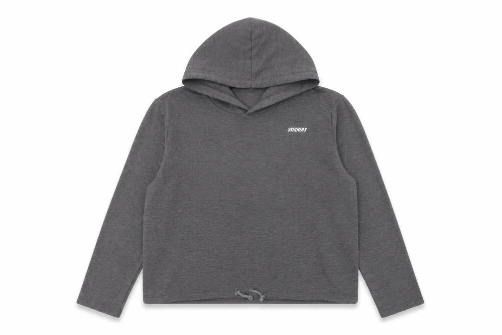 Skechers Womens Grey Hoodie Size 12 UK Pullover Long Sleeve