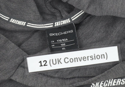 Skechers Womens Grey Hoodie Size 12 UK Pullover Long Sleeve
