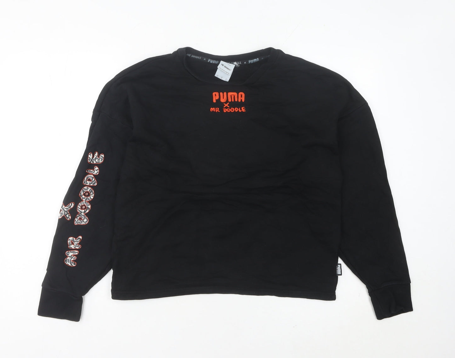 PUMA x Mr Doodle Women's Black Sweatshirt UK 12 Graphic Print Pullover