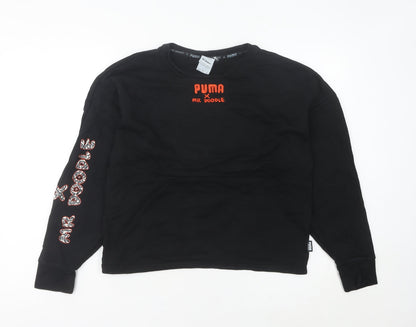 PUMA x Mr Doodle Women's Black Sweatshirt UK 12 Graphic Print Pullover