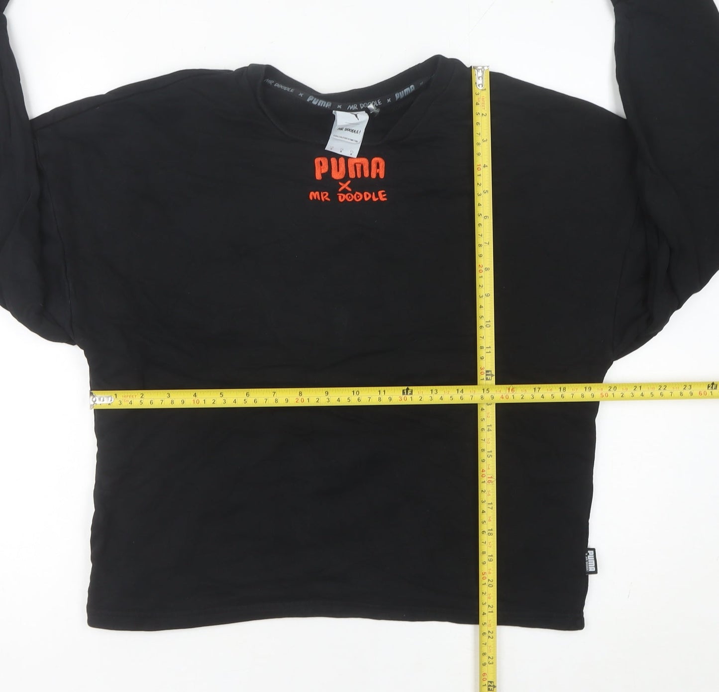 PUMA x Mr Doodle Women's Black Sweatshirt UK 12 Graphic Print Pullover