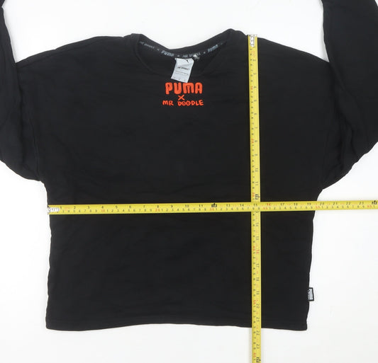 PUMA x Mr Doodle Women's Black Sweatshirt UK 12 Graphic Print Pullover