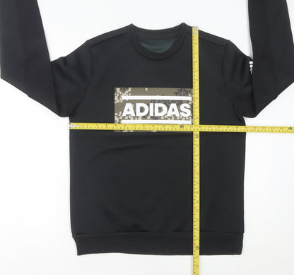 Adidas Women Black Camouflage Logo Sweatshirt Size 8 UK