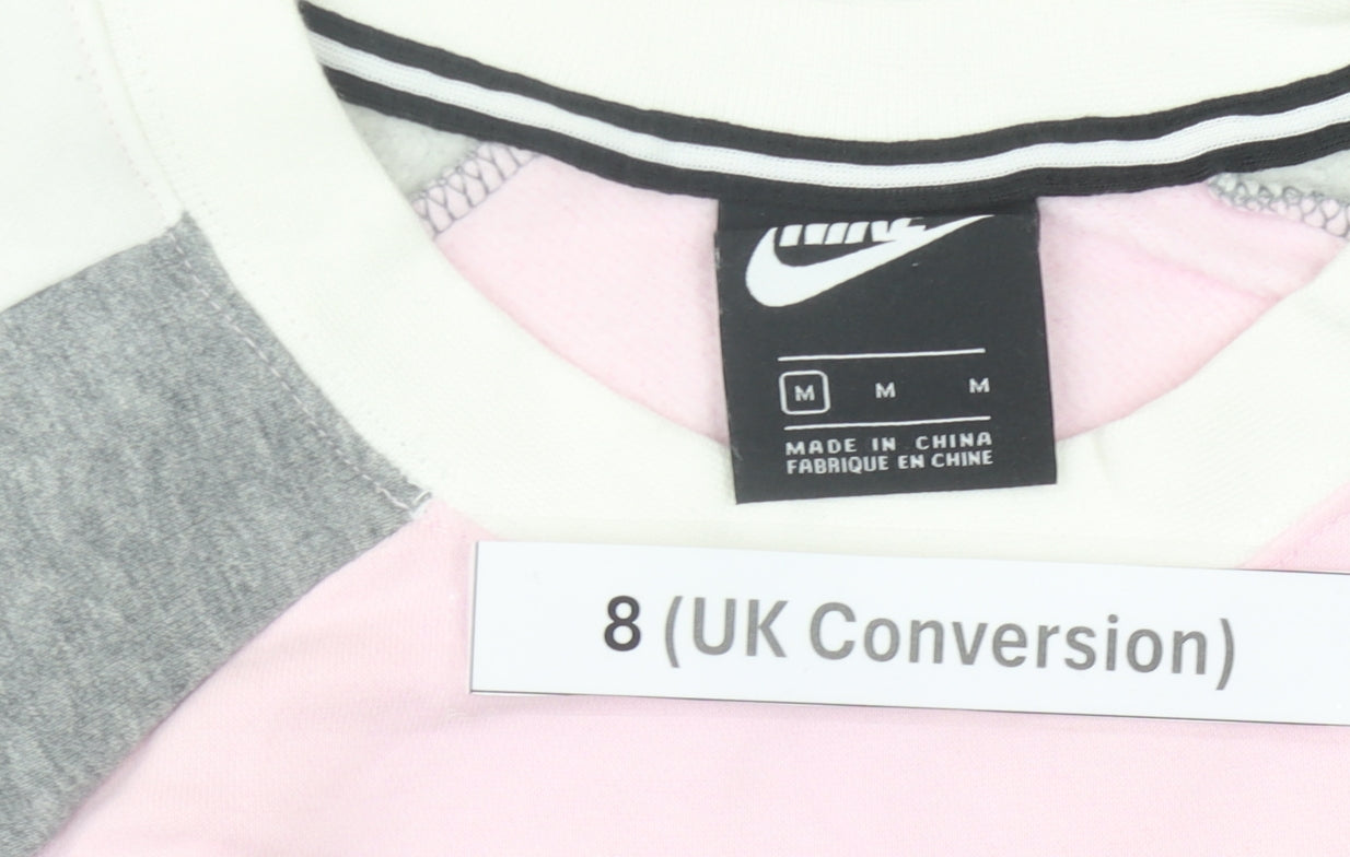 Nike Women’s Grey Pink White Sweatshirt Size 8 Logo Pullover