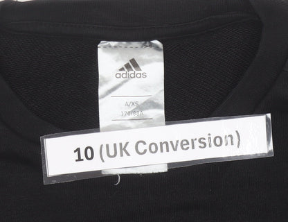 Adidas Womens Black Sweatshirt UK 10 Regular Fit Crew Neck