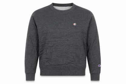 Front view of Champion unisex adults grey m pullover sweatshirt crew neck logo