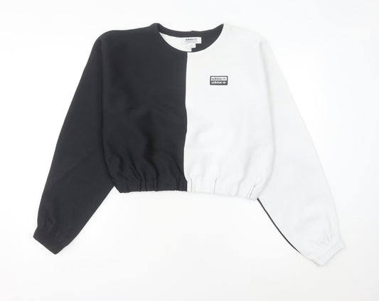 Adidas Women’s Black White Sweatshirt UK 8 Crew Neck Long Sleeve