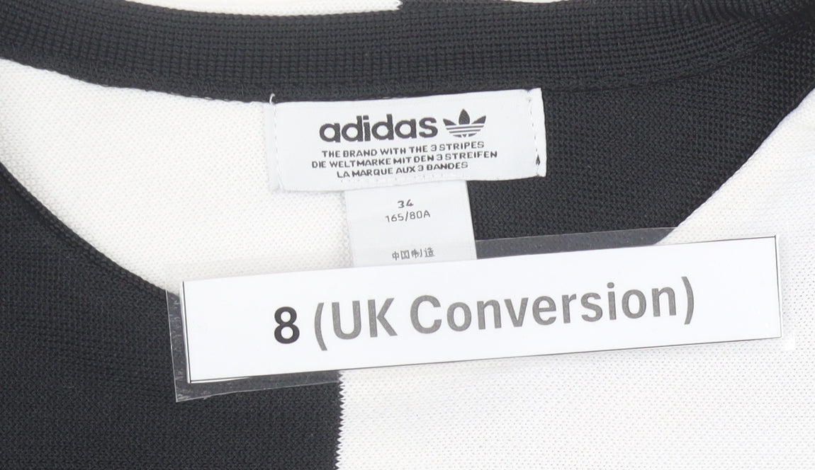 Adidas Women’s Black White Sweatshirt UK 8 Crew Neck Long Sleeve