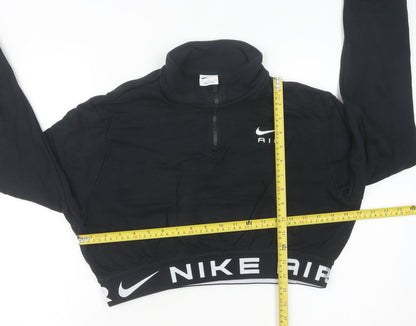 Nike Women’s Black Air Cropped Sweatshirt UK 12 Half Zip Logo