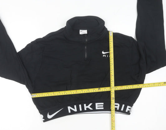 Nike Women’s Black Air Cropped Sweatshirt UK 12 Half Zip Logo