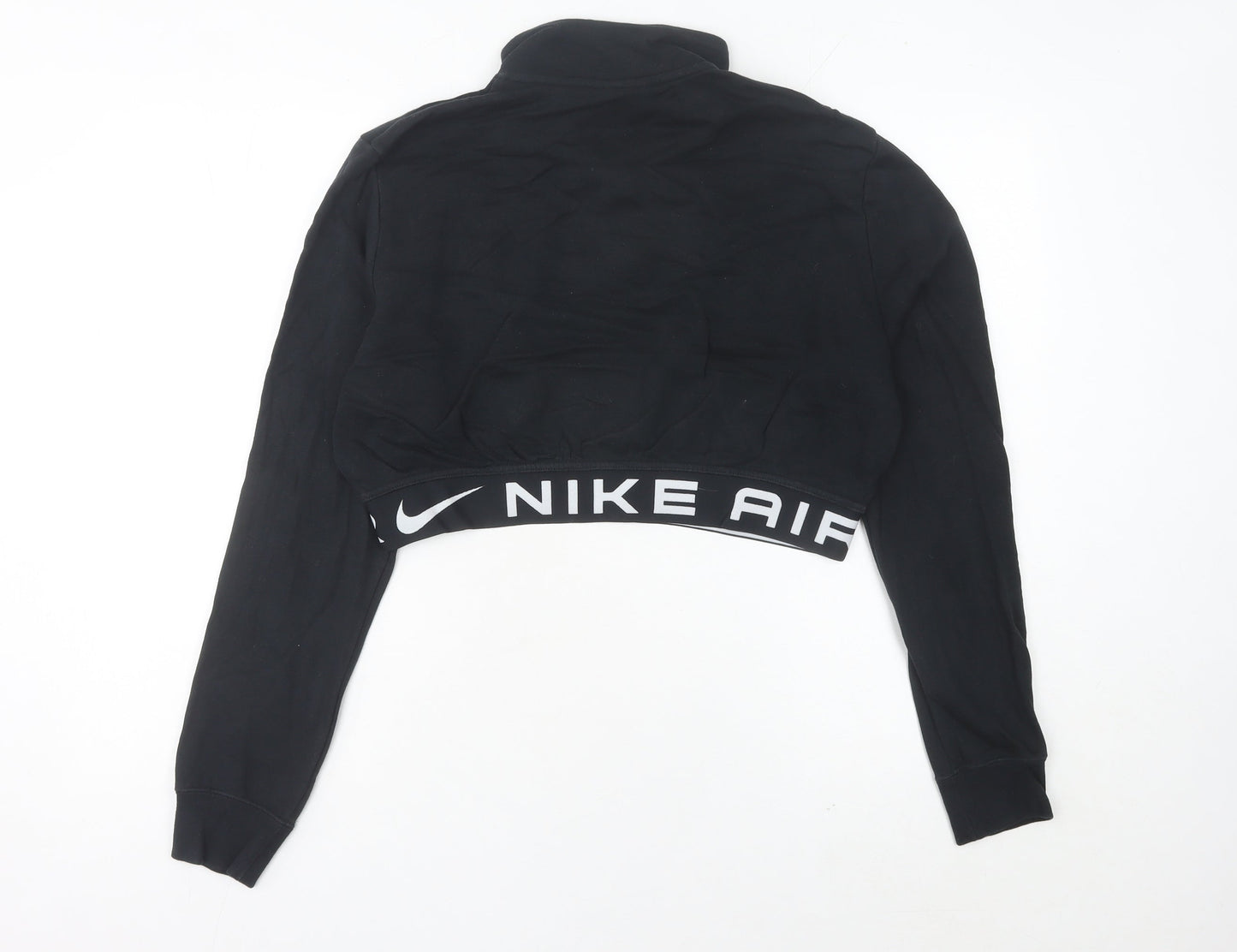 Nike Women’s Black Air Cropped Sweatshirt UK 12 Half Zip Logo