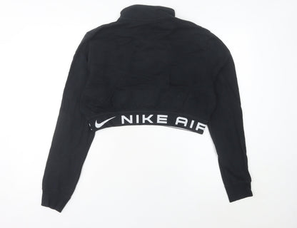 Nike Women’s Black Air Cropped Sweatshirt UK 12 Half Zip Logo