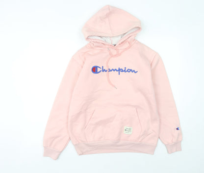 Champion Women’s Pink Pullover Hoodie Medium Cotton Logo Casual