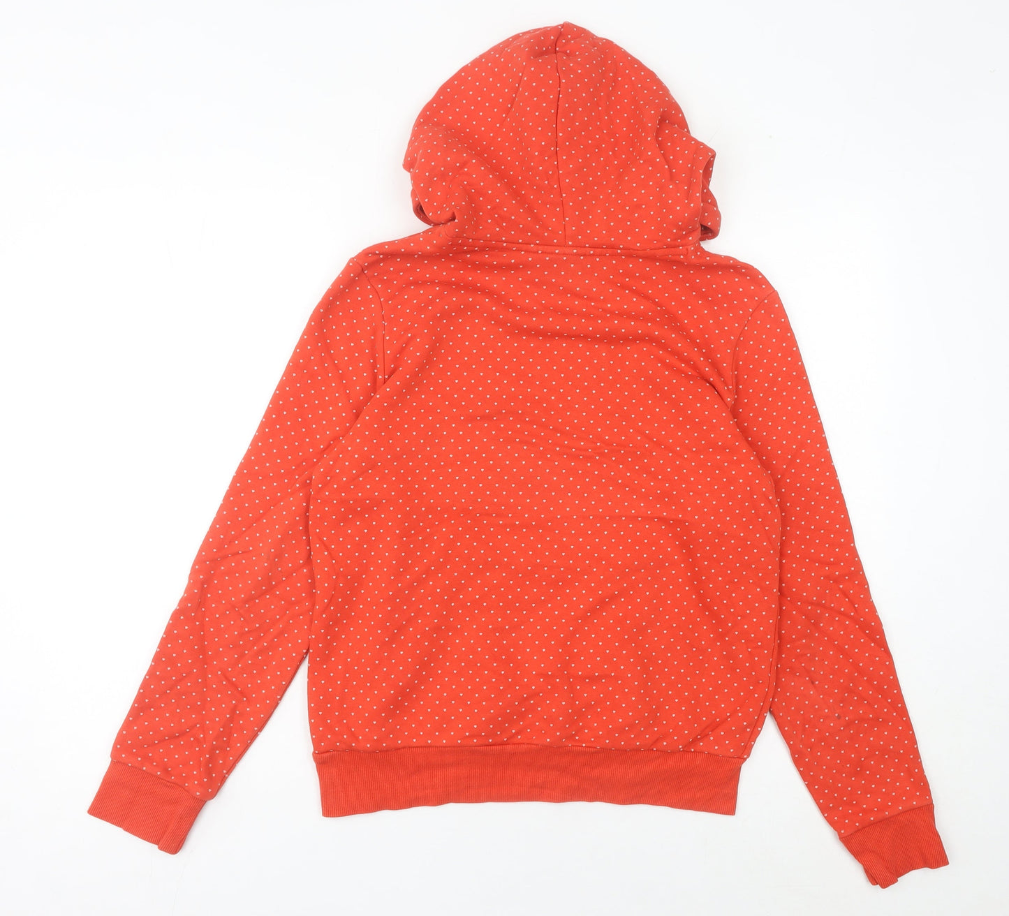 Adidas Womens Red Polka Dot Hoodie UK 10 Cotton Blend Sweatshirt