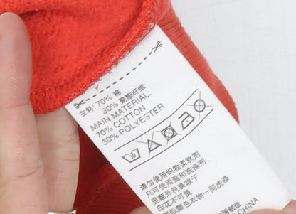 Adidas Womens Red Polka Dot Hoodie UK 10 Cotton Blend Sweatshirt