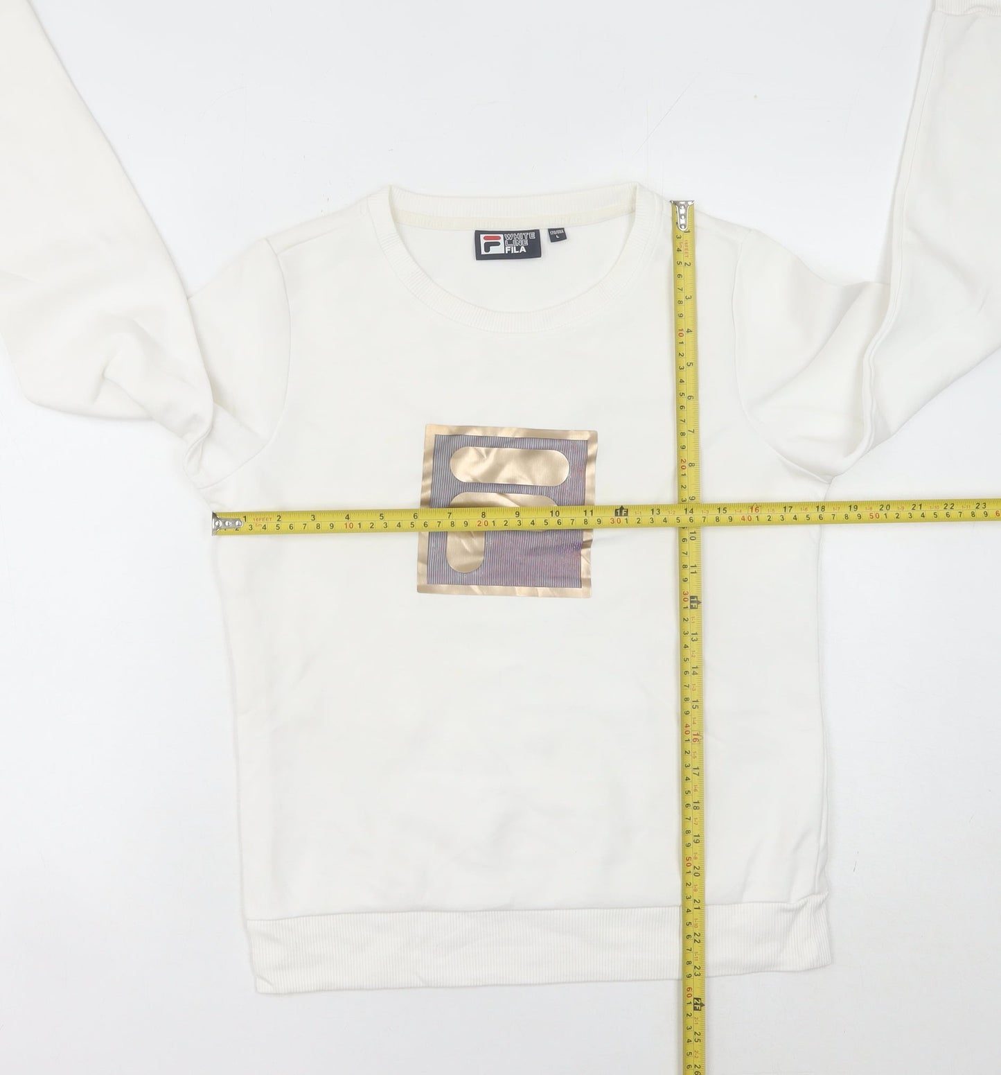 Fila Women’s White Logo Sweatshirt Size 10 UK Pullover Long Sleeve