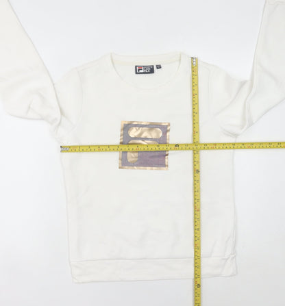 Fila Women’s White Logo Sweatshirt Size 10 UK Pullover Long Sleeve