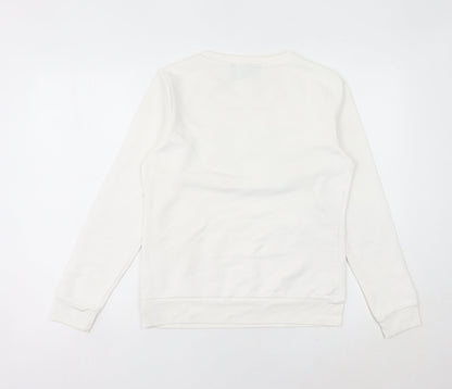 Fila Women’s White Logo Sweatshirt Size 10 UK Pullover Long Sleeve