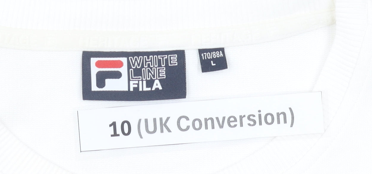 Fila Women’s White Logo Sweatshirt Size 10 UK Pullover Long Sleeve