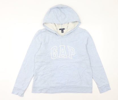 GAP Women’s Blue Pullover Hoodie L Logo Cotton Blend Casual