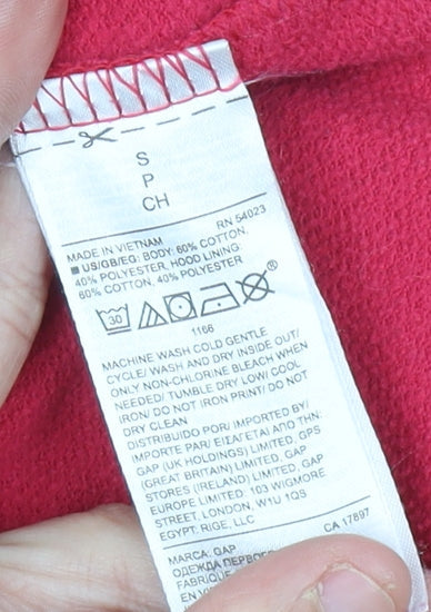 GAP Women’s Pink Pullover Hoodie S Cotton Blend Logo Print