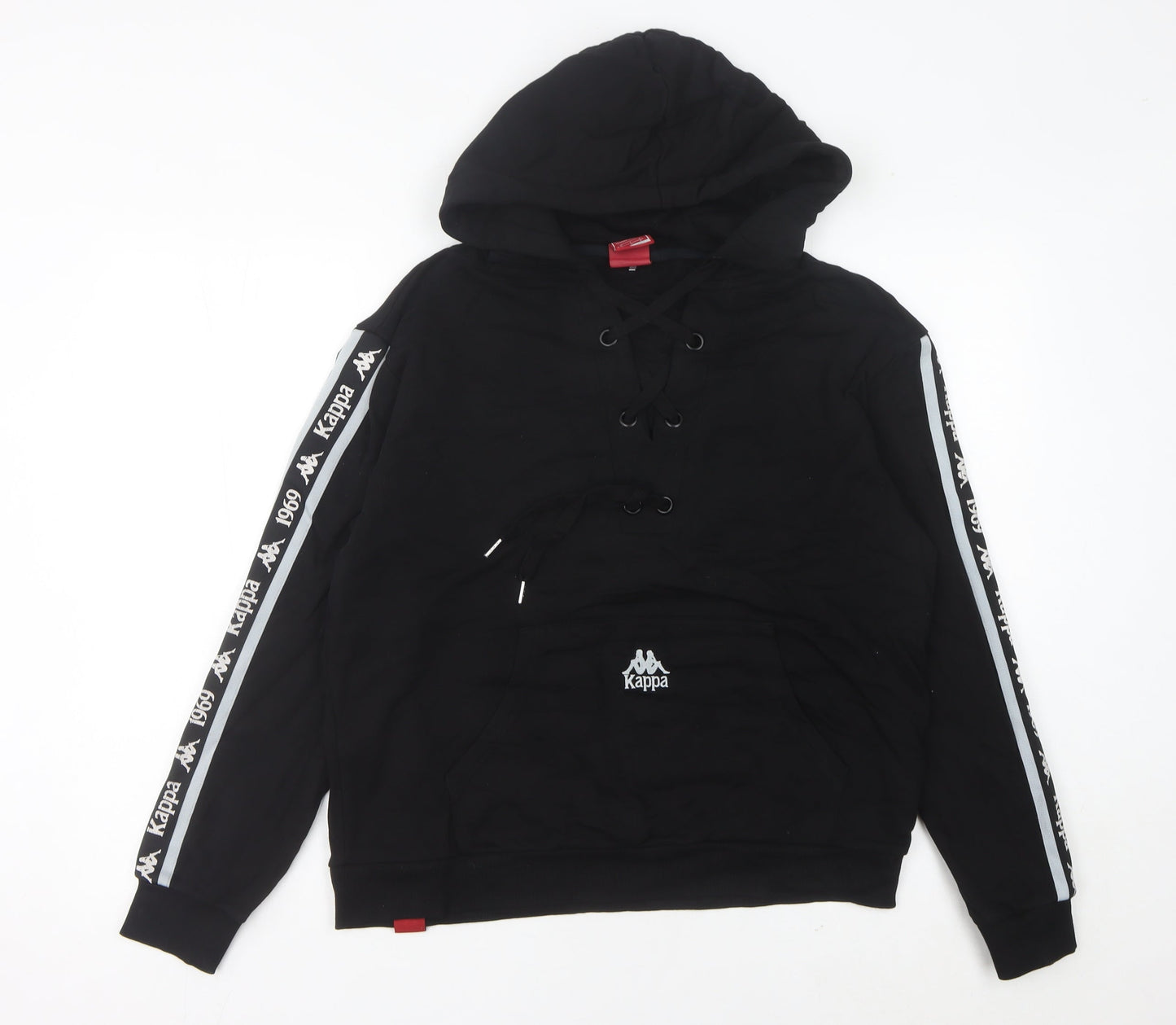Kappa Womens Black Hoodie Size 10 Lace Up Logo Sportswear