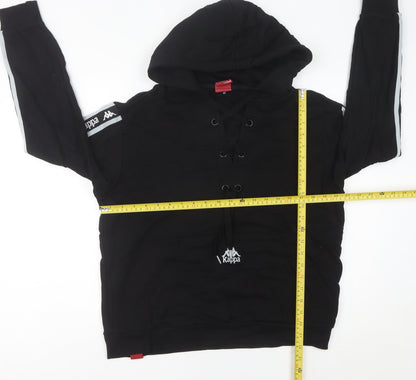 Kappa Womens Black Hoodie Size 10 Lace Up Logo Sportswear