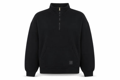 Front view of Jordan women’s black, size UK 6, pullover 1/2 zip sweatshirt