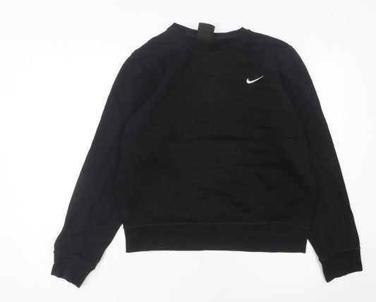 Nike Women’s Black Sweatshirt UK 10 Cotton Blend Crew Neck