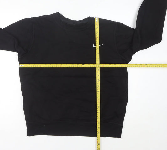 Nike Women’s Black Sweatshirt UK 10 Cotton Blend Crew Neck