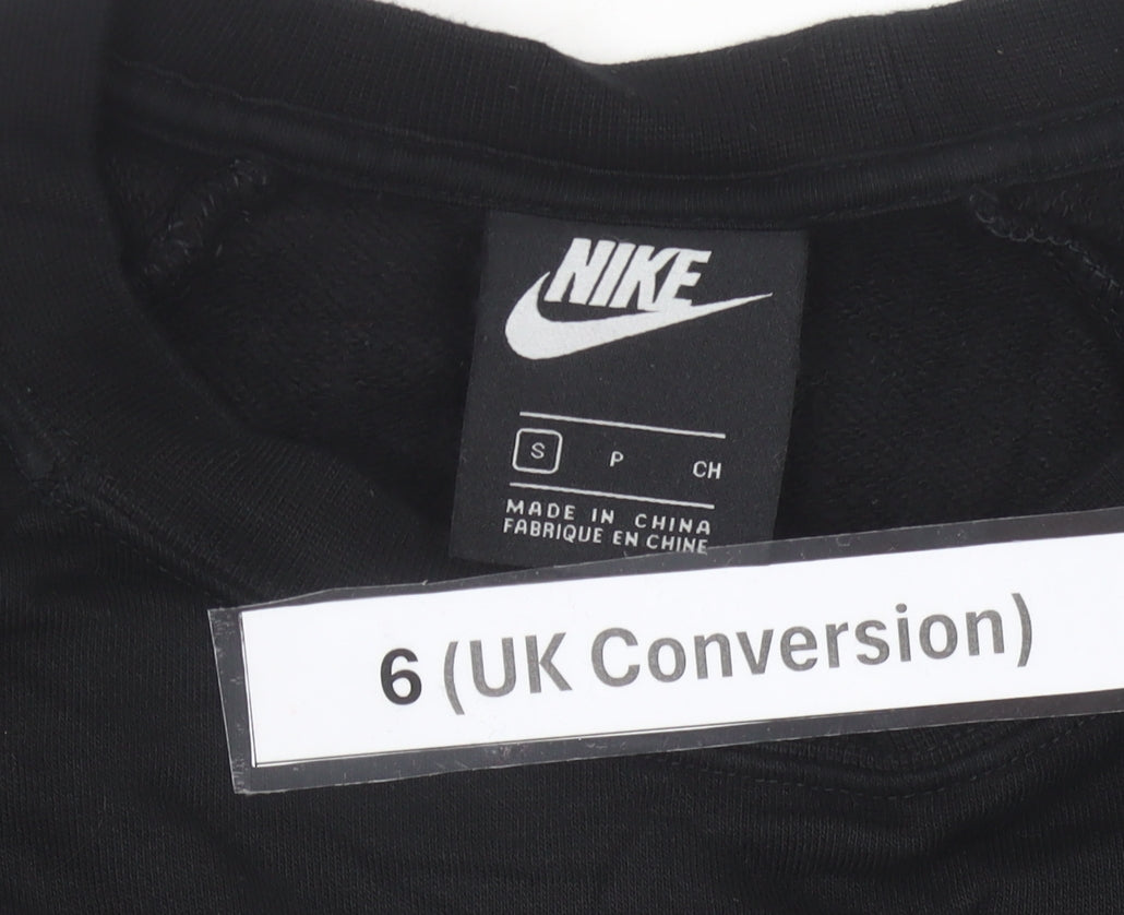Nike Womens Black Logo Sweatshirt Size UK 6 Cotton Blend