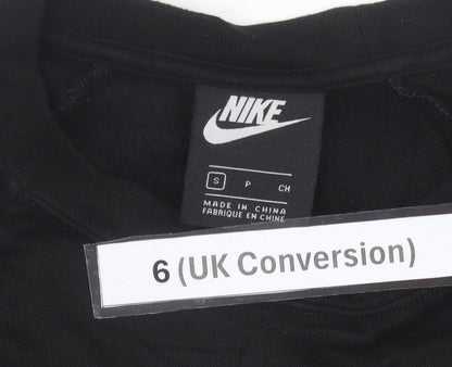 Nike Womens Black Logo Sweatshirt Size UK 6 Cotton Blend