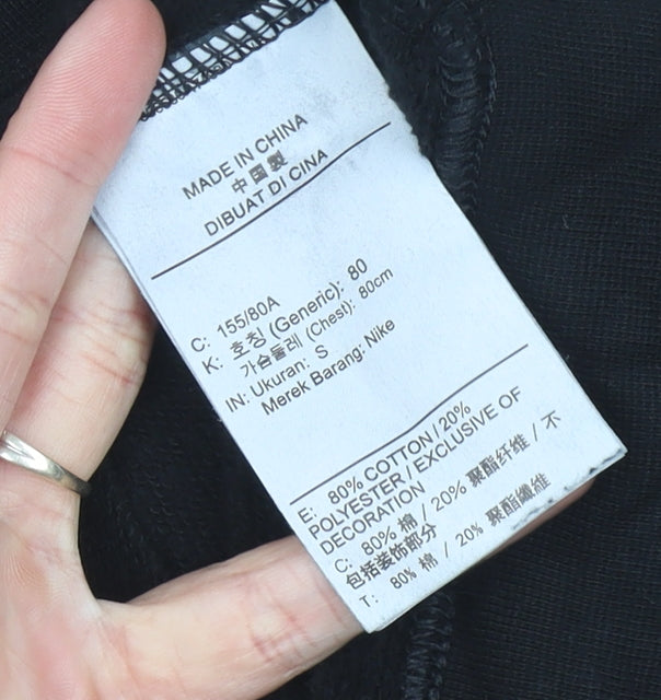 Nike Womens Black Logo Sweatshirt Size UK 6 Cotton Blend