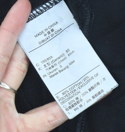 Nike Womens Black Logo Sweatshirt Size UK 6 Cotton Blend