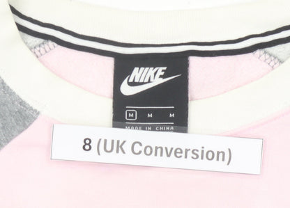 Nike Women’s Grey Pink Colourblock Sweatshirt Size 8 Logo Pullover