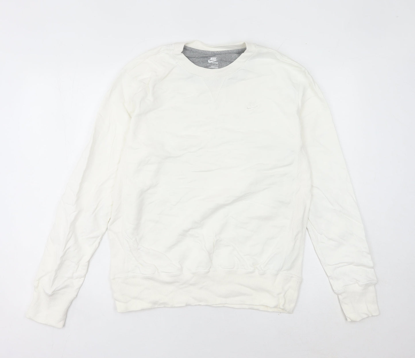 Nike Womens White Sweatshirt Size 12 Regular Fit Pullover