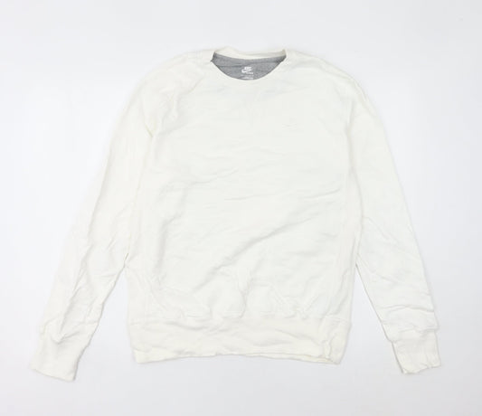 Nike Womens White Sweatshirt Size 12 Regular Fit Pullover