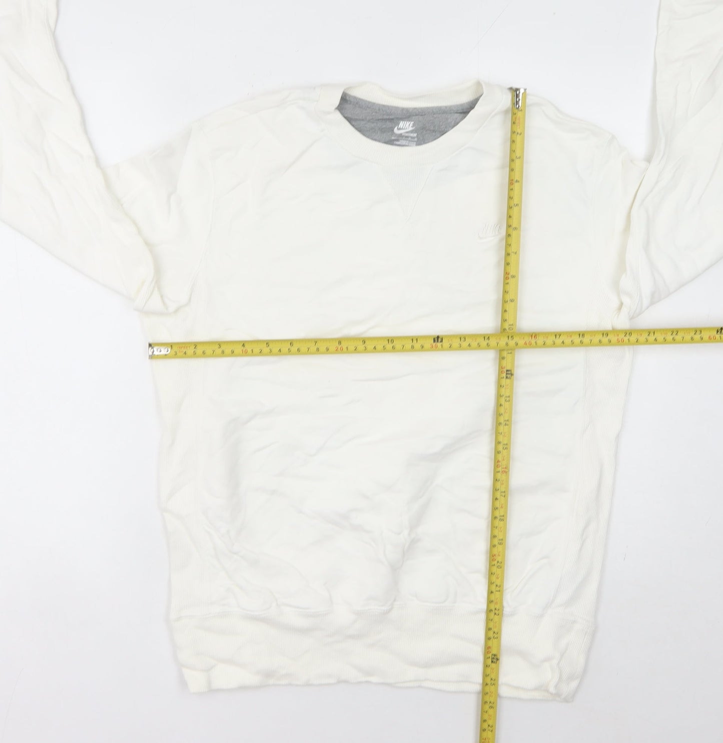 Nike Womens White Sweatshirt Size 12 Regular Fit Pullover